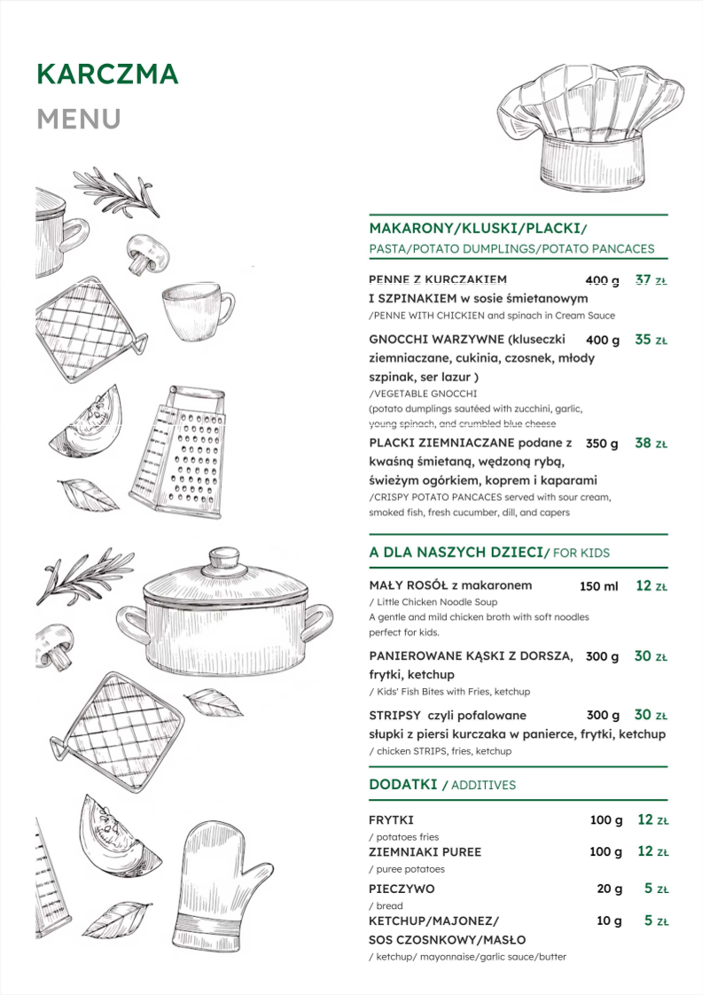 Menu Karczma Restauracja I Pokoje-3