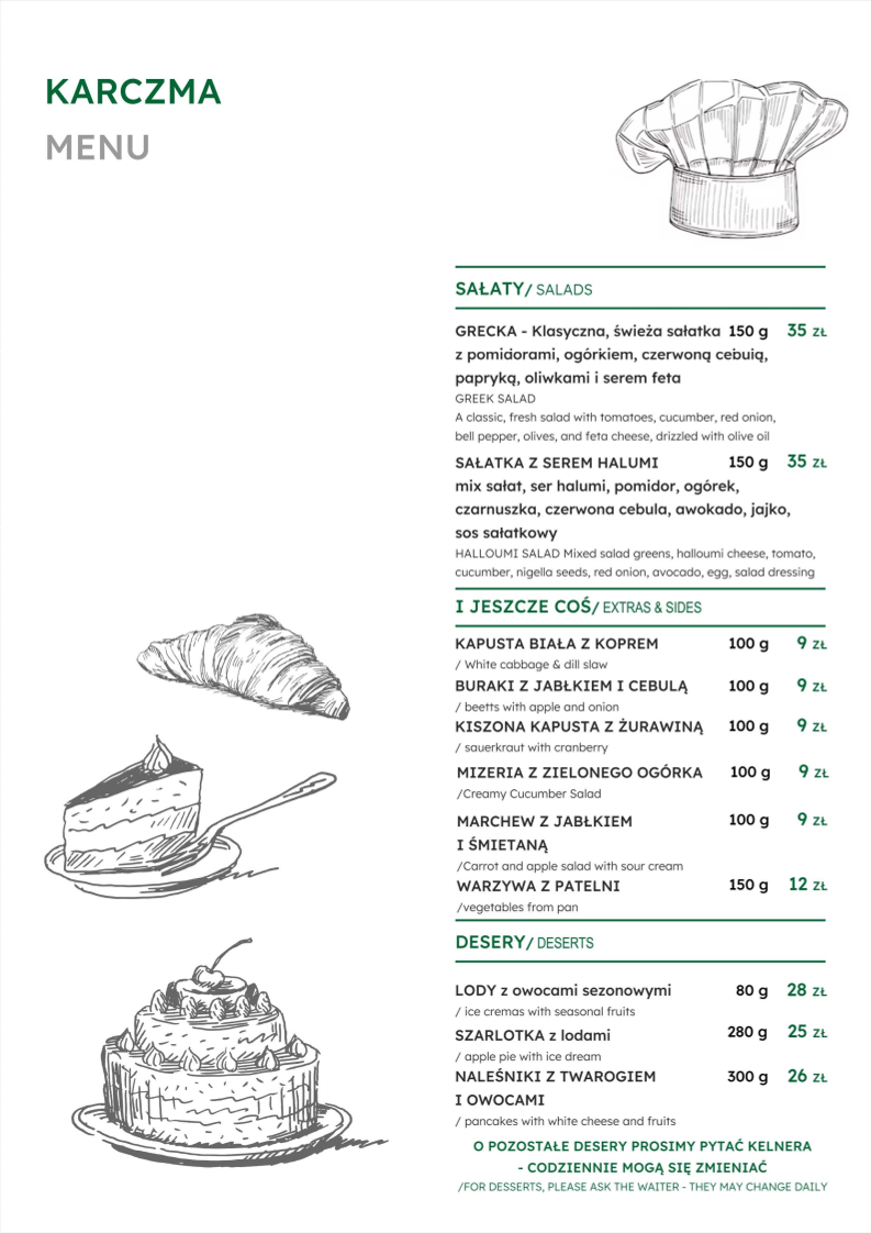 Menu Karczma Restauracja I Pokoje-5