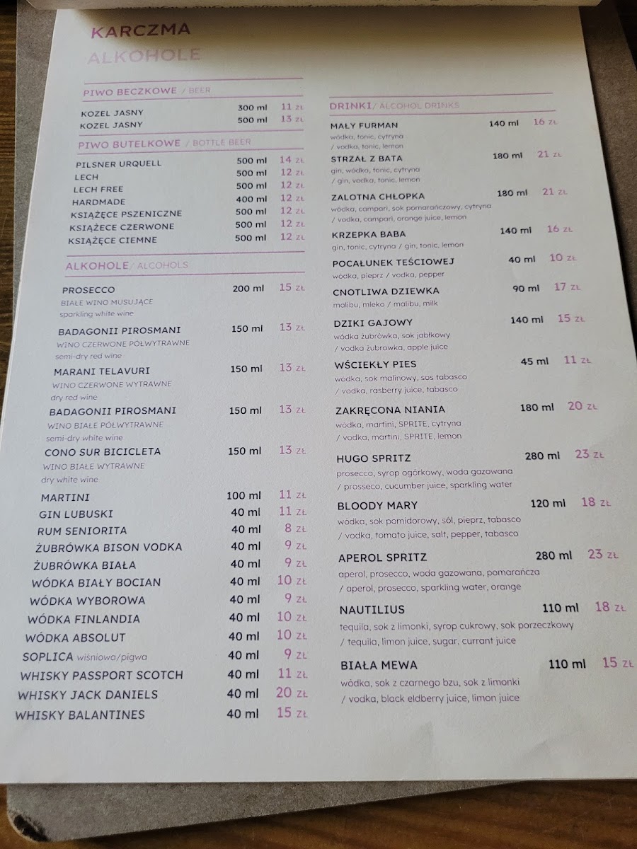 Menu Karczma Restauracja I Pokoje-9